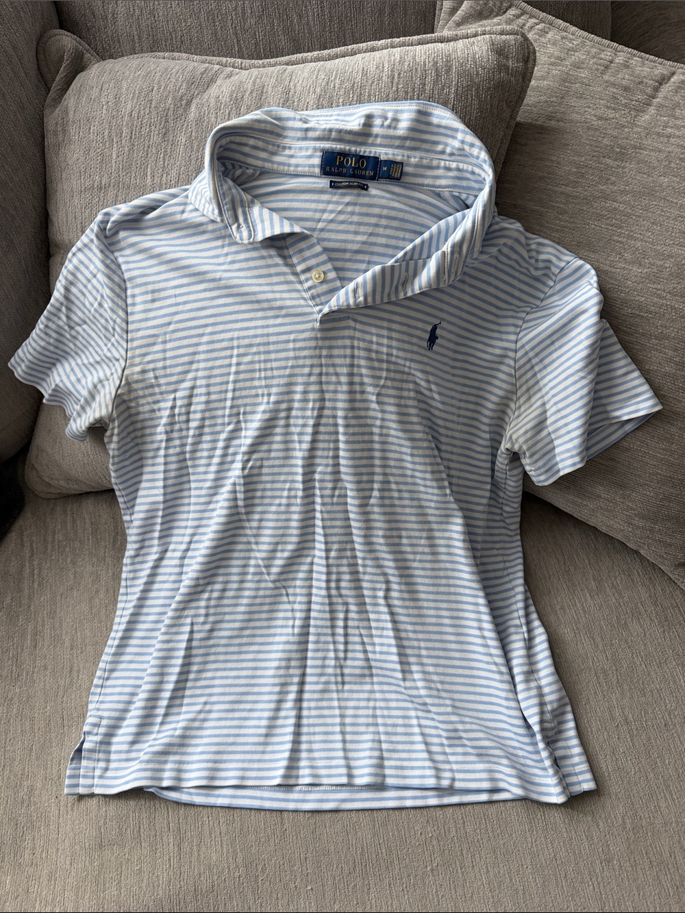 Polo by Ralph Lauren Light Blue & White Striped Polo Shirt
